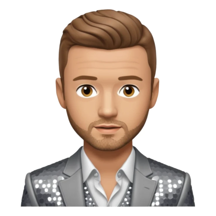 Justin Timberlake with light brown hair, grey sequin tour outfit  sticker