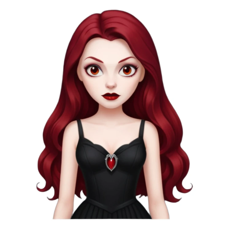 Vampira with long dark red hair sticker