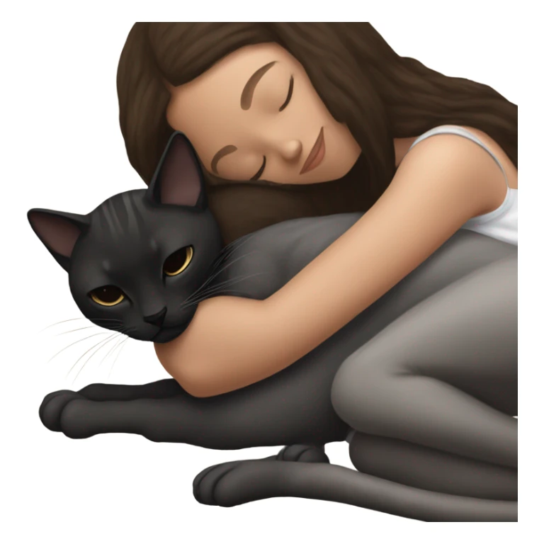Black sphinx kitty sleeping on brunette white girl's lap sticker