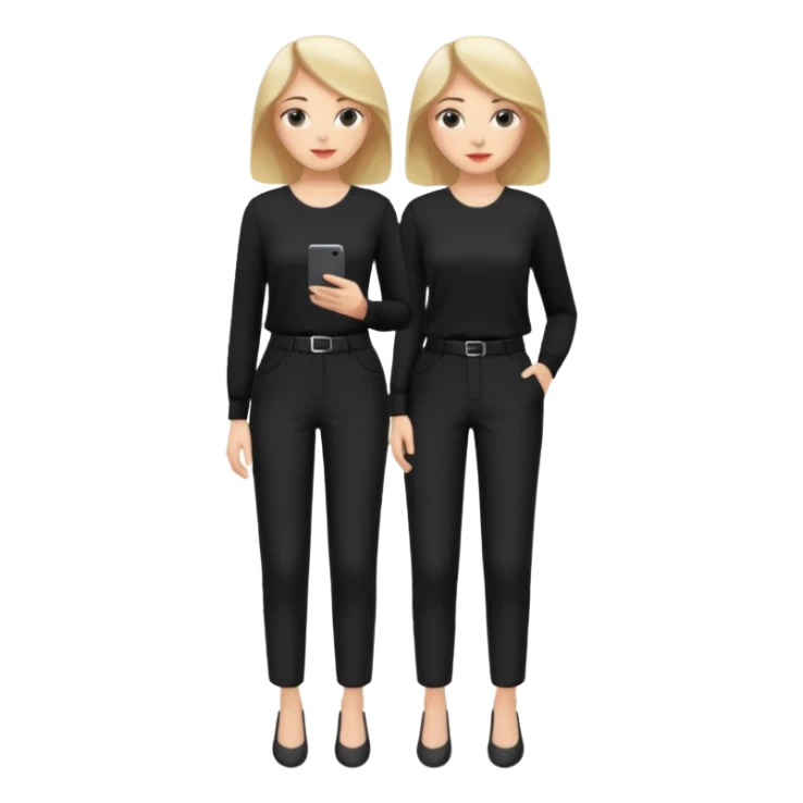 white woman dressed in black trousers and blouse full body sticker