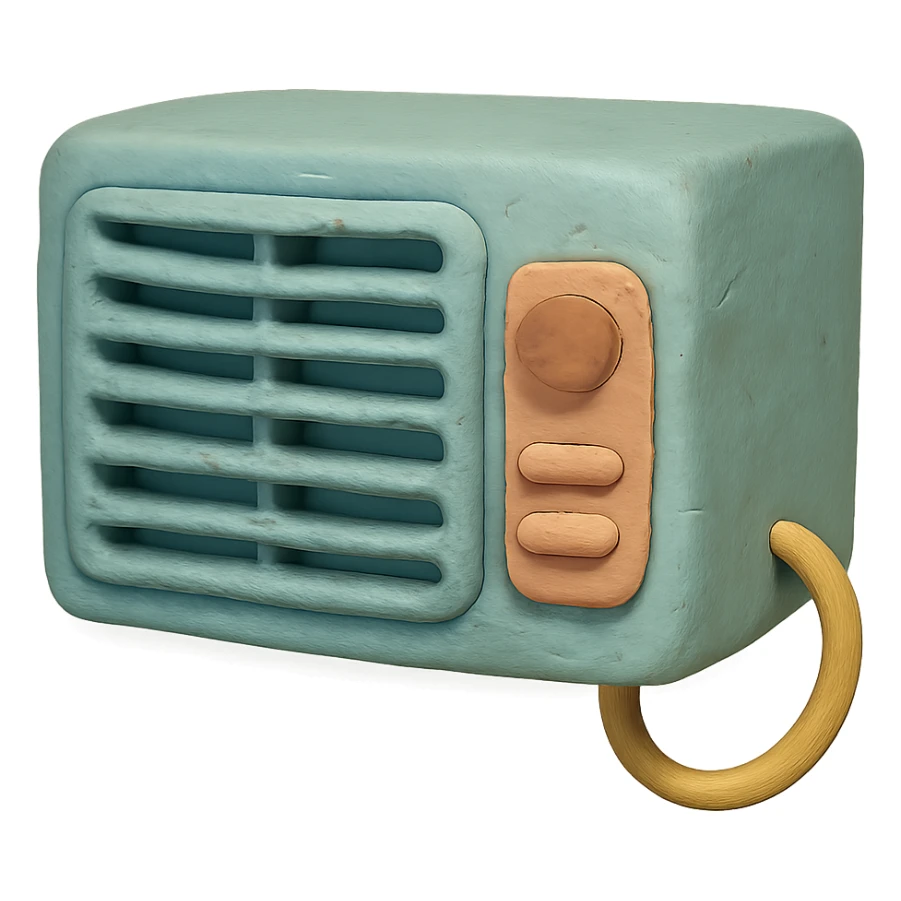 air conditioning unit in claymation style with pastel colors and visible fingerprints sticker
