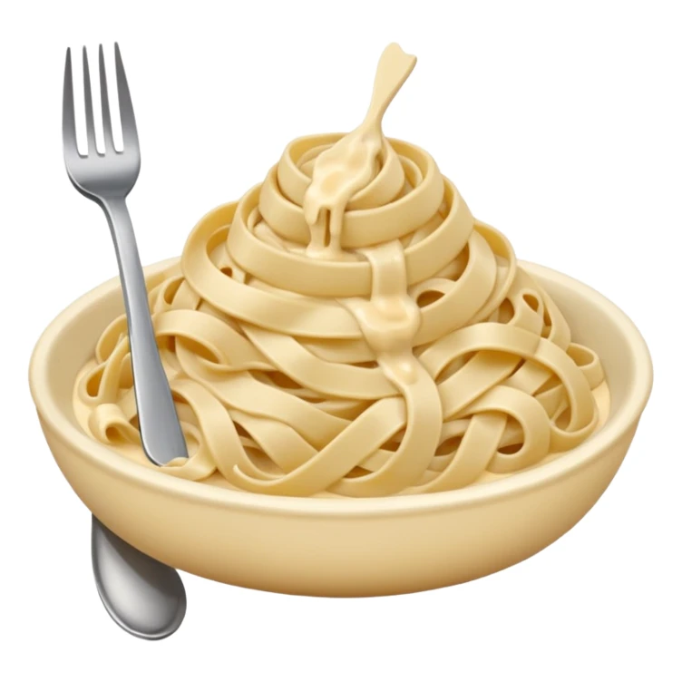 white creamy saucy fettuccine with a fork   sticker