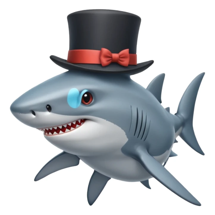 Shark with a top hat sticker