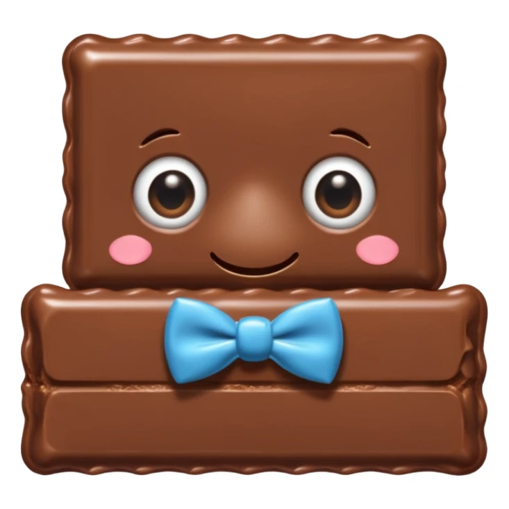 A chocolate with a tie and eyes sticker