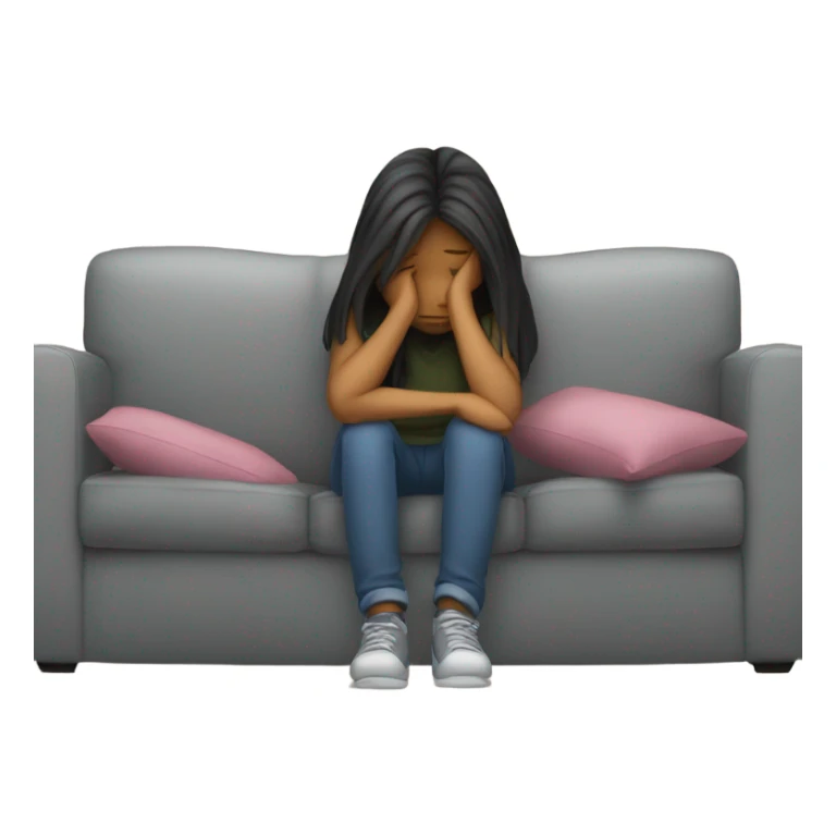 Sad girl sitting on couch  sticker