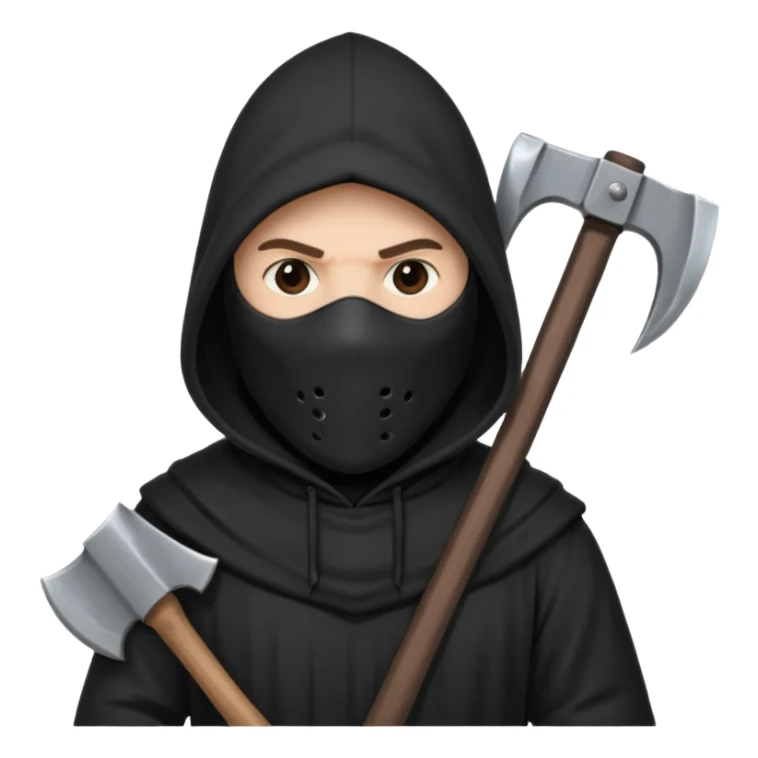 an executioner with a black hood/ sheet on his face so we can't see his face and a big axe in his hand sticker