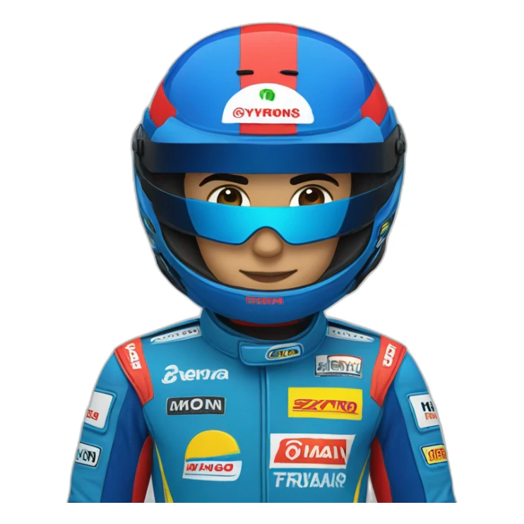 Aytron senna with a blue cap and red racing suit sticker