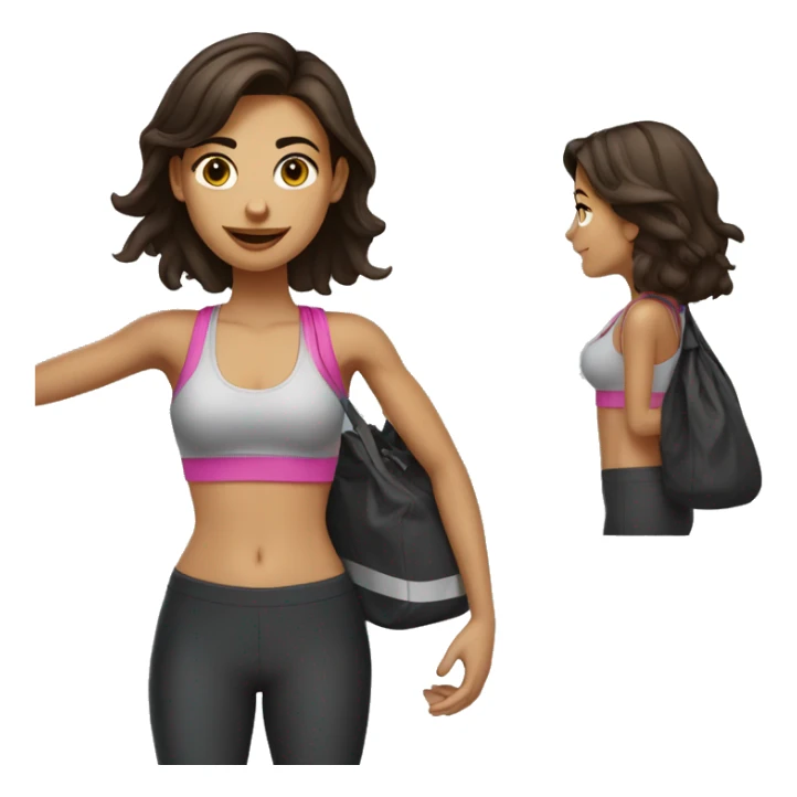 Brunette girl al gym with bag and shake sticker