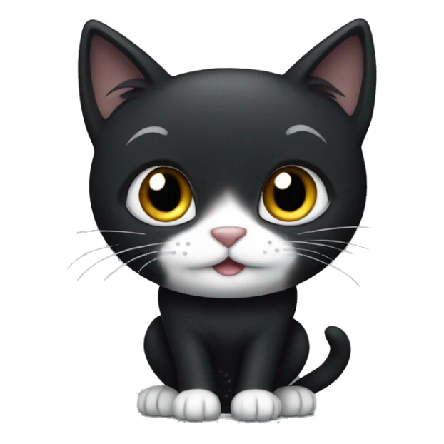 black cat with a white chin and white paws sticker