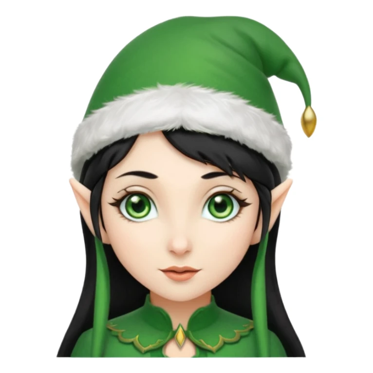 elf girl with elf hat, black hair sticker