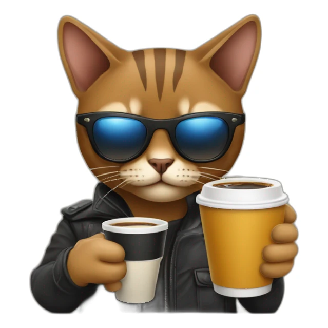 gangster-with-a-Abyssinian cat-gun-and-sunglasses-drinking-coffee sticker