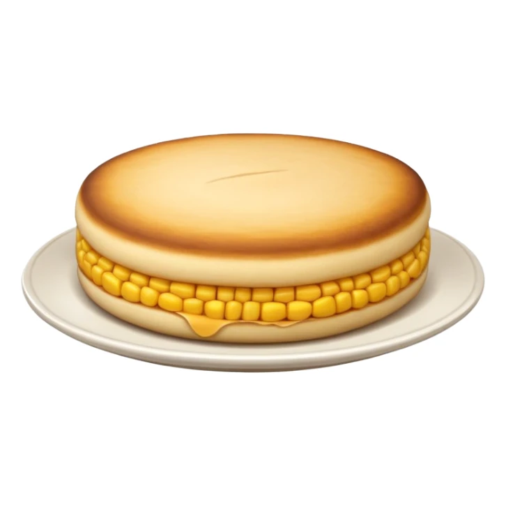 Colombian arepa, round corn cake, golden brown, slightly crispy exterior sticker