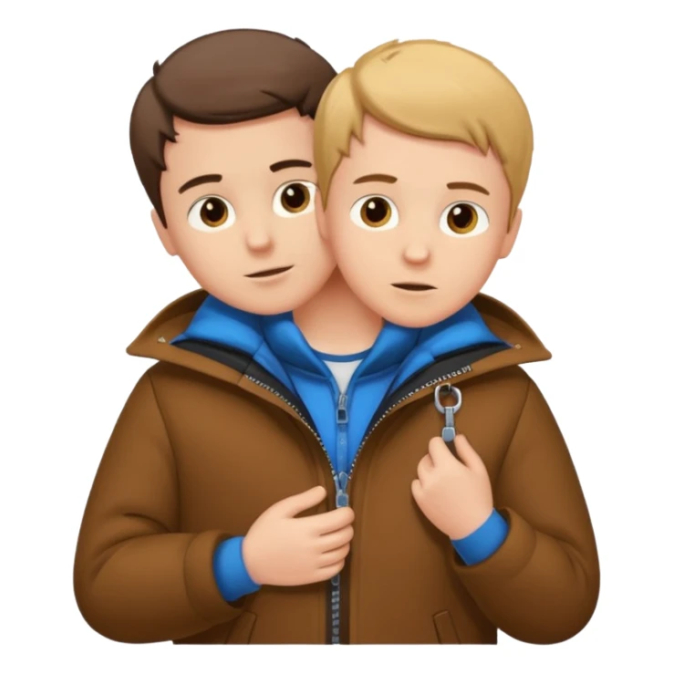 emoji- of a white boy putting on his coat sticker