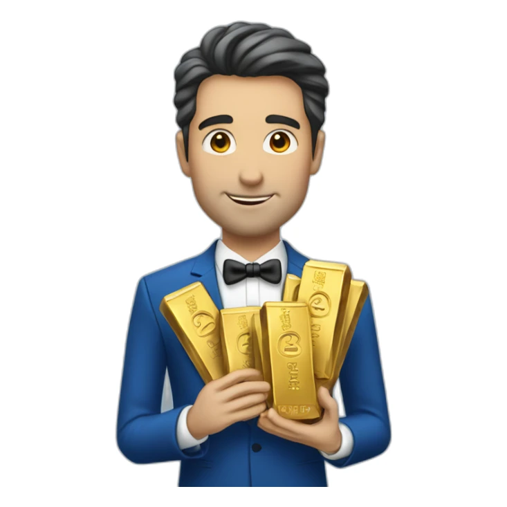 Posh-man-with-blue-suit-offering-goldbar sticker