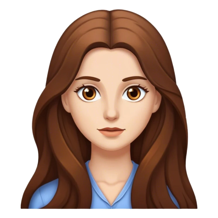 White woman with long brown hair and eyes. sticker