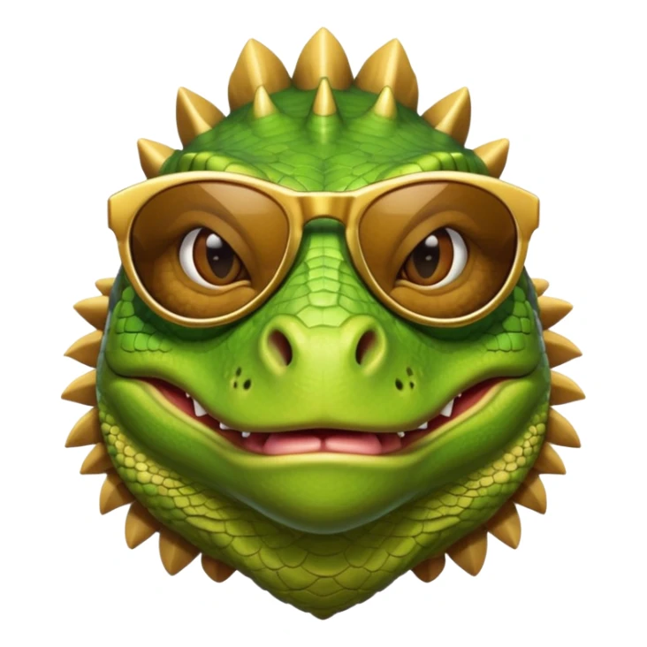 rich capitalist iguana head with golden glossy sunglasses sticker