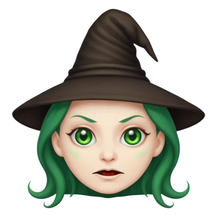 Creat an emoji of an evil monster Witch with Green eyes sticker