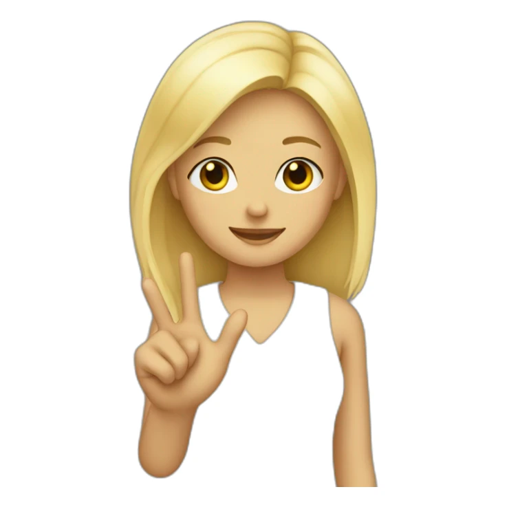 blonde girl holding up peace sign sticker