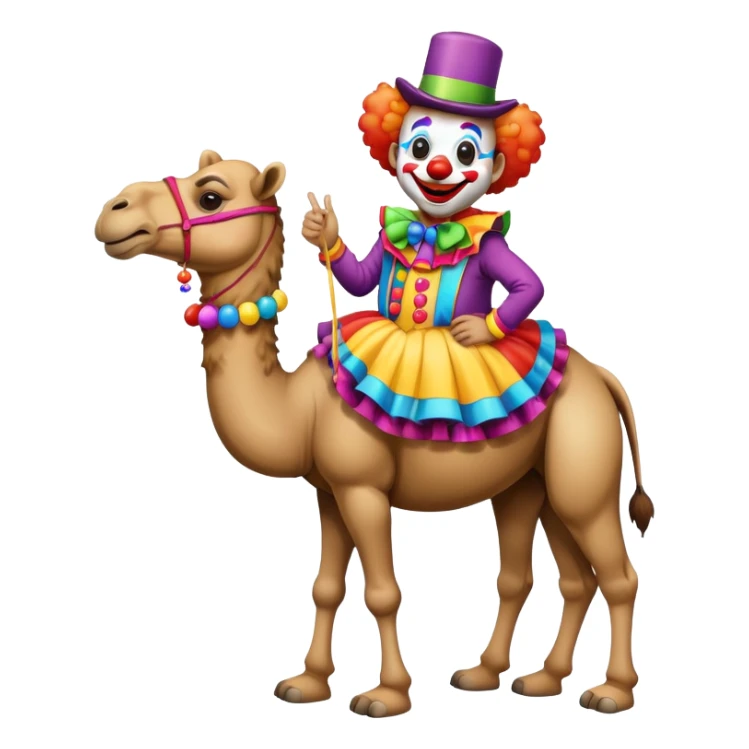 A cammel wearing a clow costume sticker