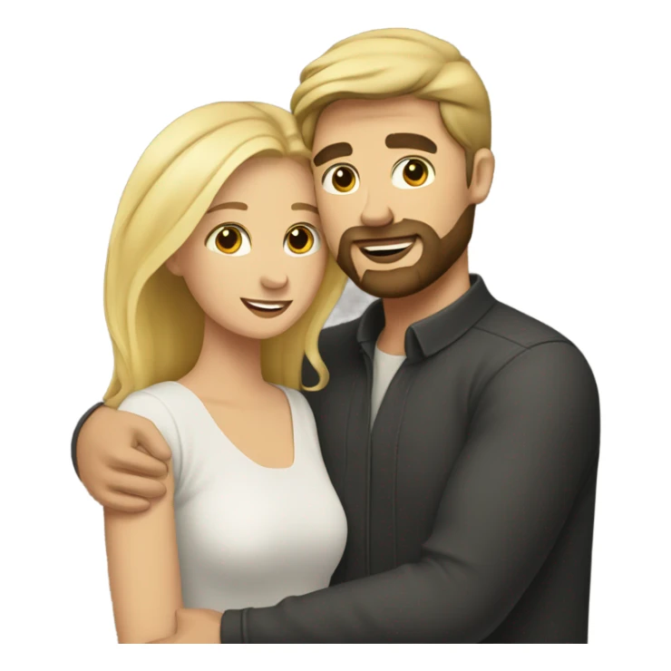 white male dark hair with beard hugging blonde woman sticker