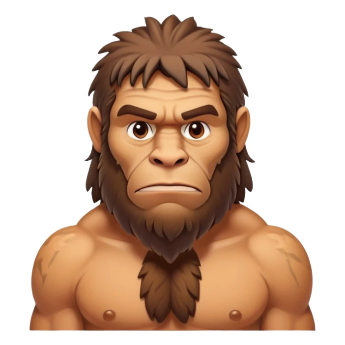 Neanderthal with very broad shoulders, muscular primitive human, strong caveman with prominent brow ridge sticker