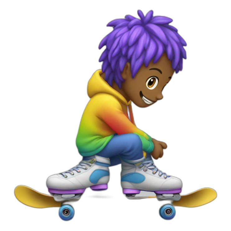 Caca arc-en-ciel qui fait du skate sticker