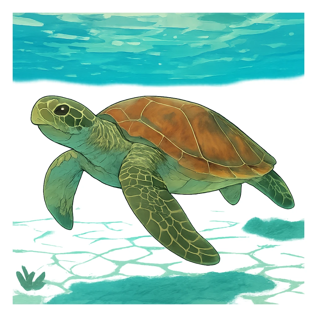 sea turtle in beautiful clear turquoise caribbean sea underwater sticker