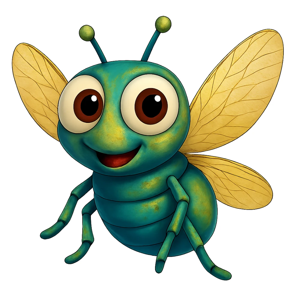can you make the fly wings more yellowish like on a real fly, trasparent background and add the missing wing sticker