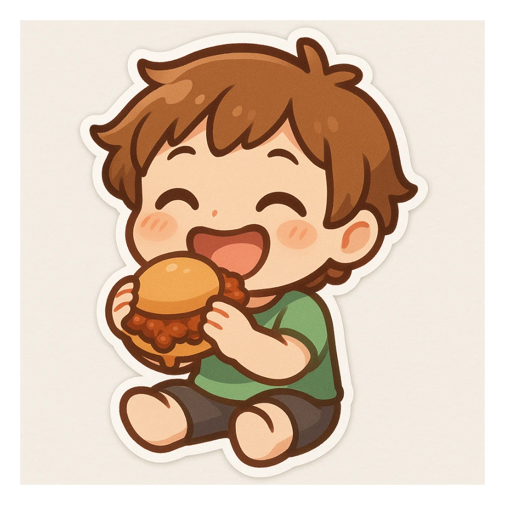 person eating sloppy joe sticker