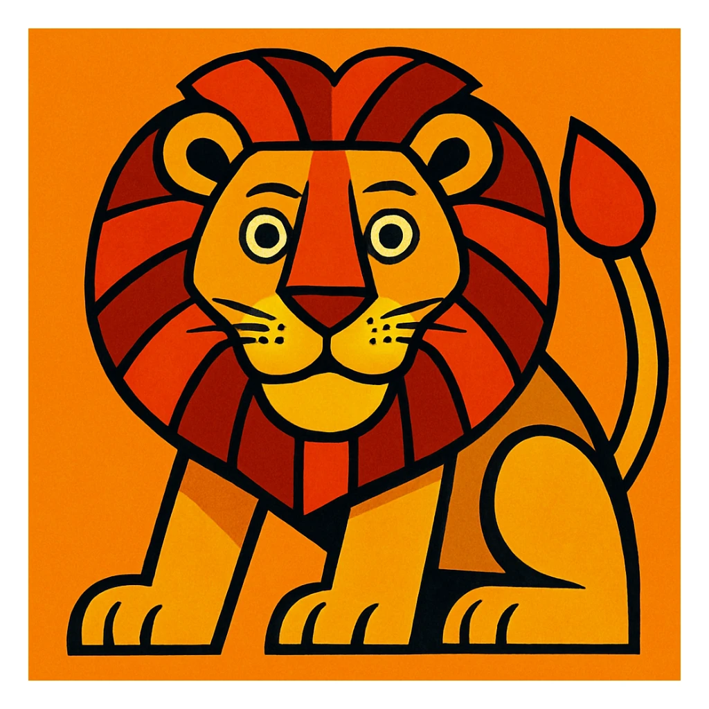 vibrant cartoon style lion sticker