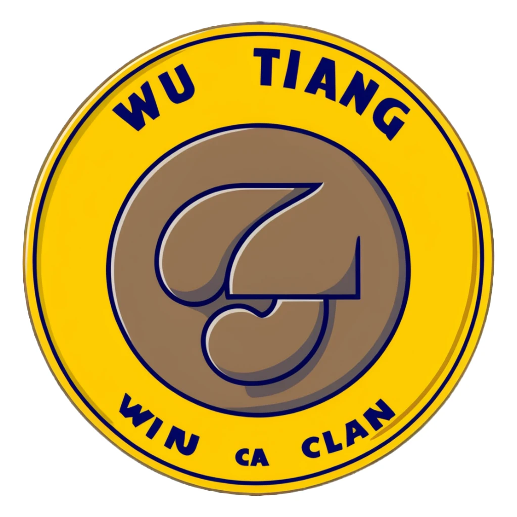 Wu-Tang Clan logo on a gold coin sticker