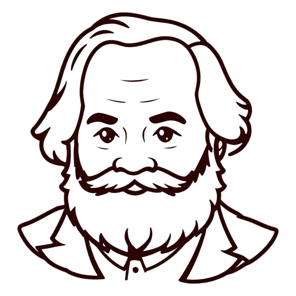 Karl Marx with a big beard, friendly expression sticker