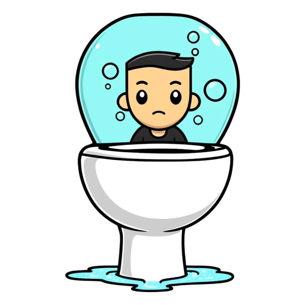 Toilet with man head in it sticker