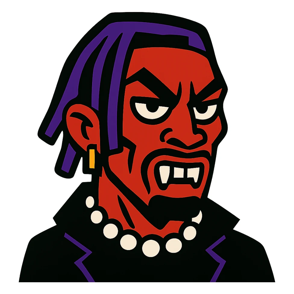 Vamp Carti with a goon face, stylized, bold and expressive sticker