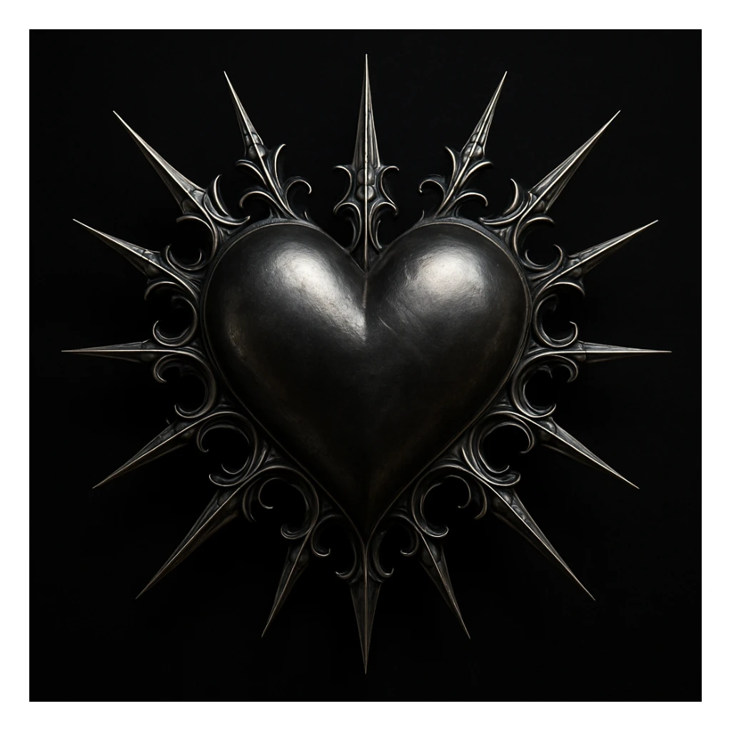 gothic heart with silver spikes sticker