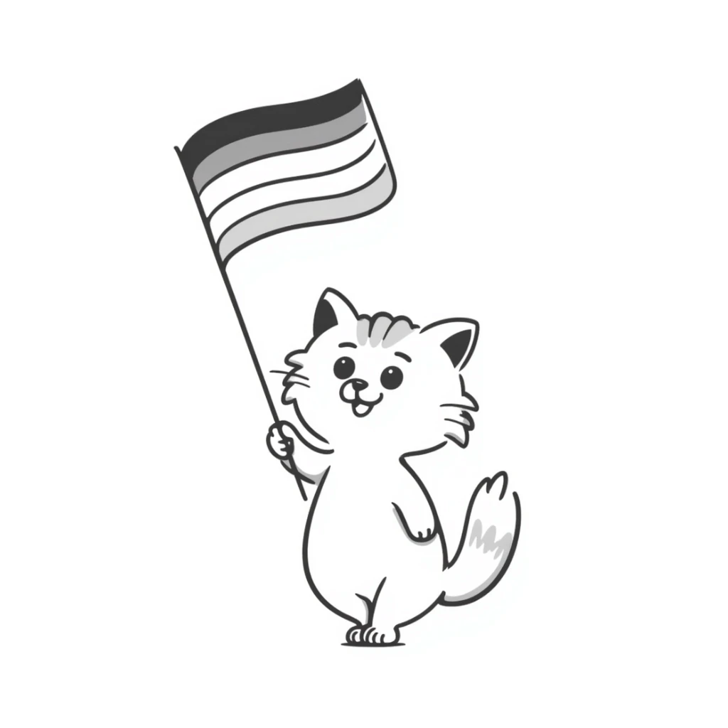 cat holding a lesbian pride flag sticker