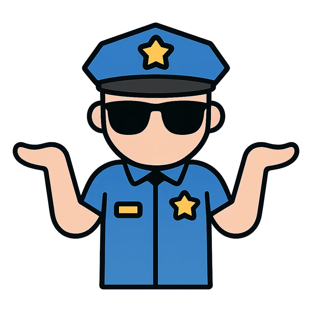 Add sunglasses to the police officer, keep the same style, no background. sticker