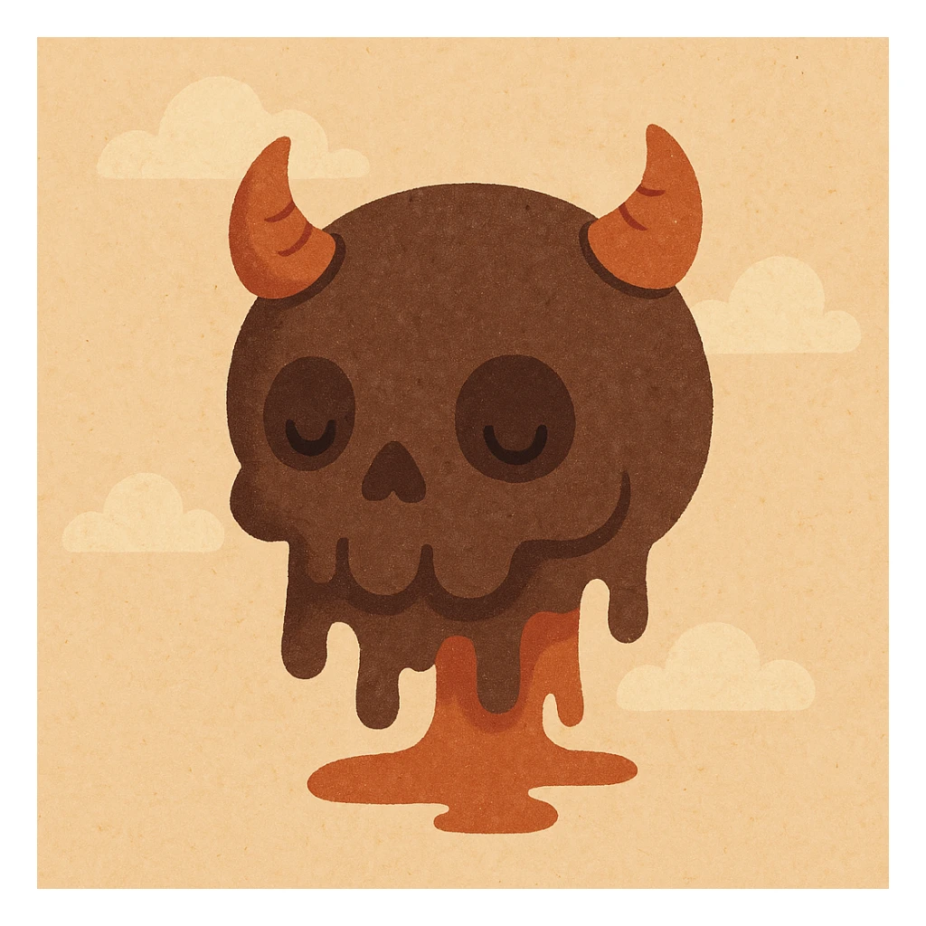 a melting devil skull, cartoonish and bold sticker