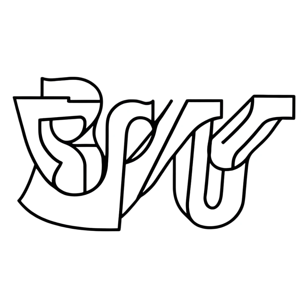 connected flowing BLK letters where all letters are joined together in one continuous design sticker