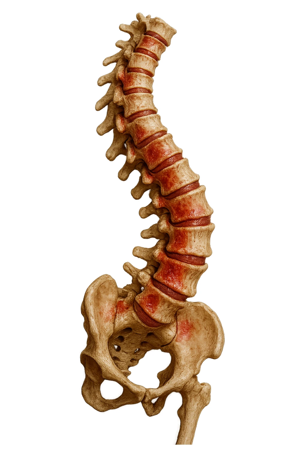 spina dorsale infiammata e storta, scoliosi, iperrealistico 4k sticker