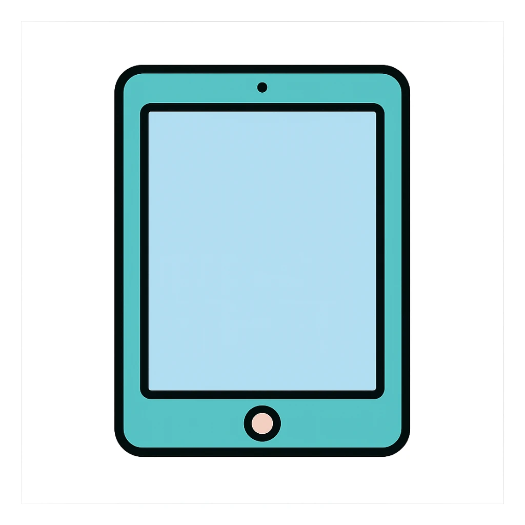 iPad, clean and modern icon style, minimal details sticker