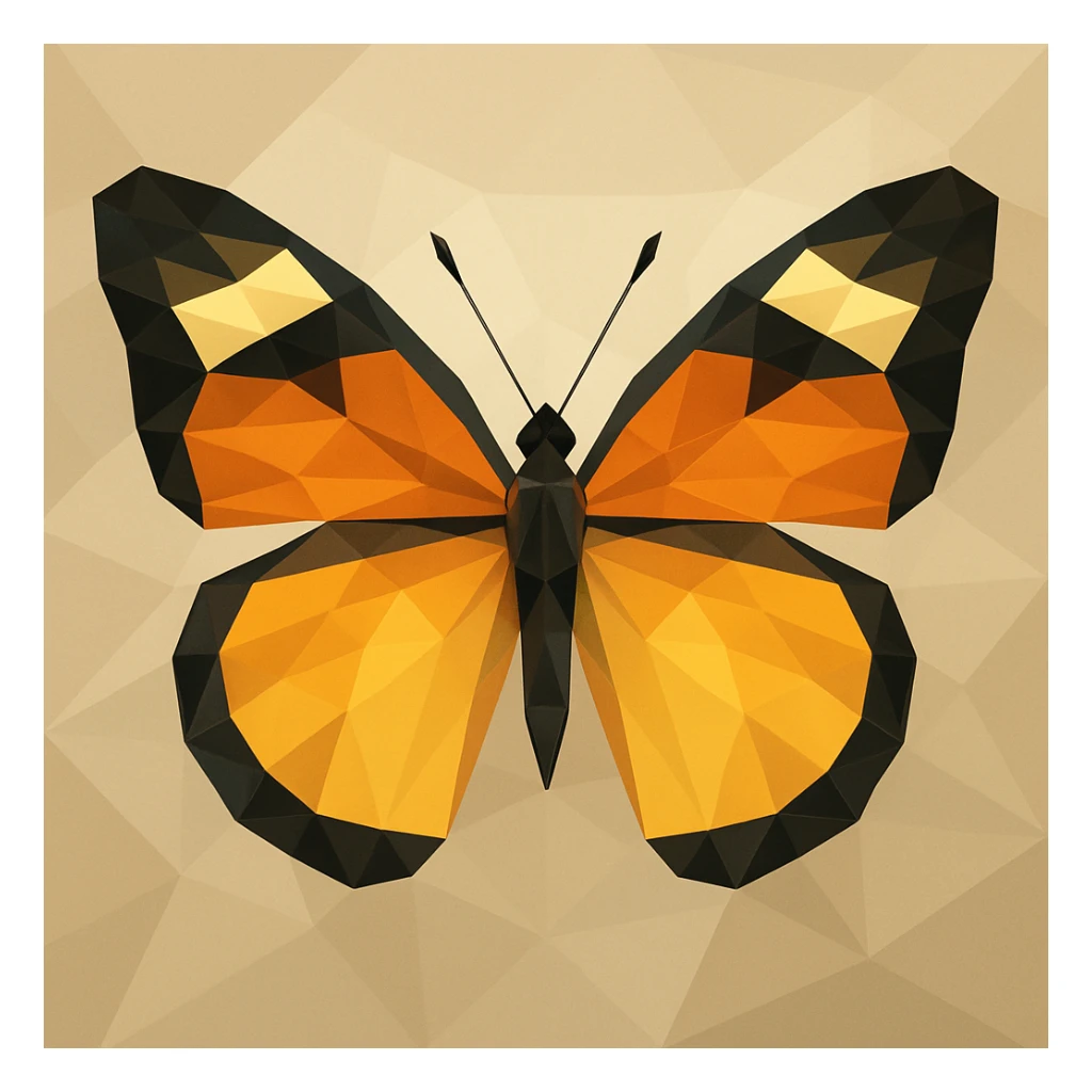 a butterfly in low-poly polygonal style, geometric shapes, modern look sticker