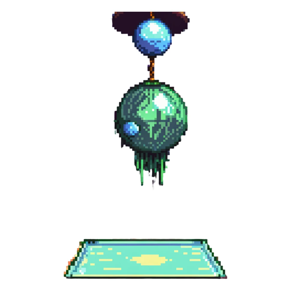 a slimy dance hall with goo dripping from the ceiling and a disco ball in pixel art style sticker