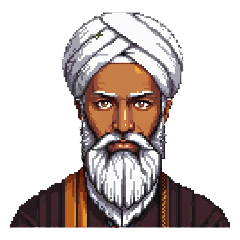 Muslim religious scholar with turban and beard, dignified expression sticker