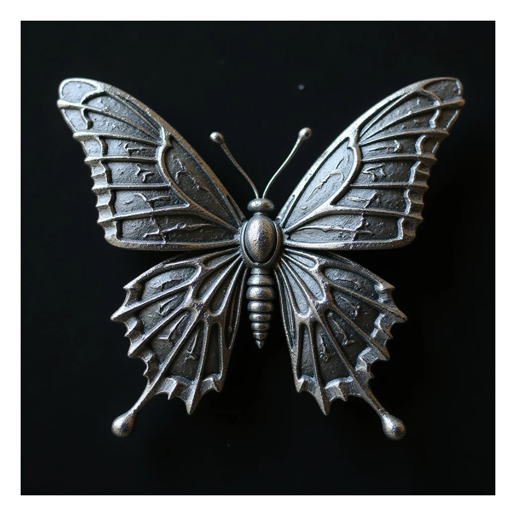 realistic gothic butterfly with silver filigree, photorealistic style sticker