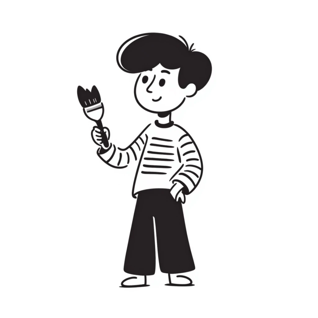 artist character holding a paintbrush sticker