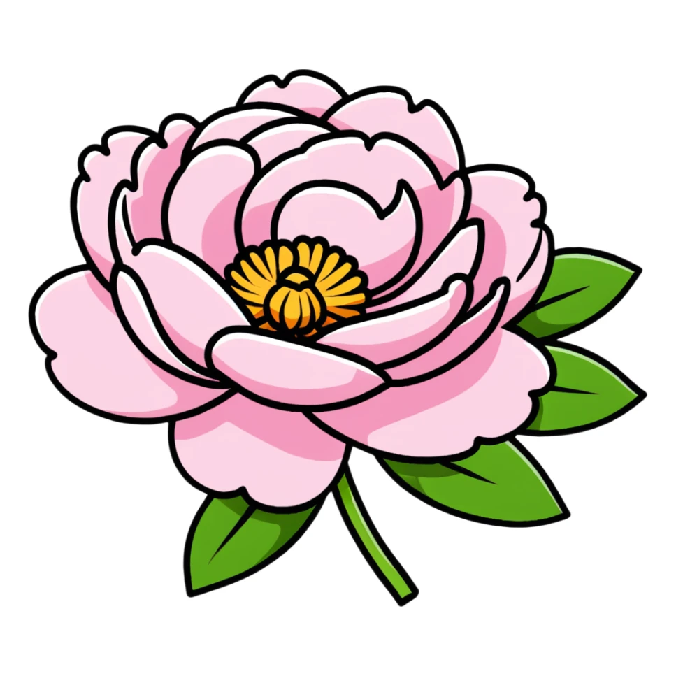 A blooming pink peony flower with ruffled petals sticker
