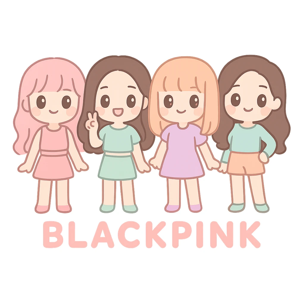 Blackpink K-pop girl group four members cute and playful sticker