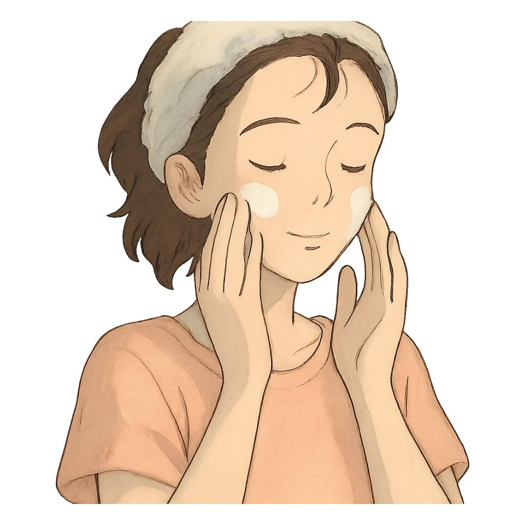 moça fazendo skincare, atmosfera suave e delicada sticker