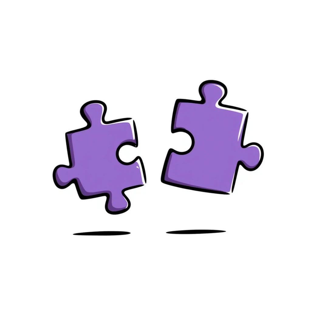 two purple puzzle pieces floating in the air sticker